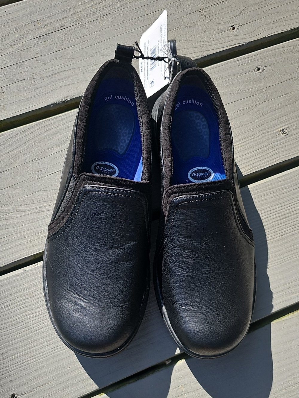 Dr. Scholl's Black Leather Careers Womens Slip-On Gel Cushion Shoes